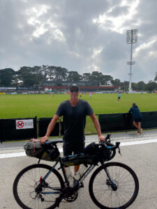 John Harrison with his bike at Kinetic Stadium, Frankston.